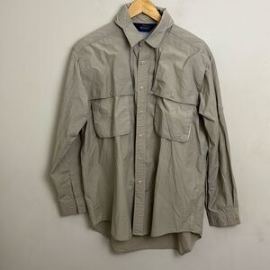 Vintage Woolrich Fishing Shirt Nylon Button Down Long Sleeve size XL Outdoor